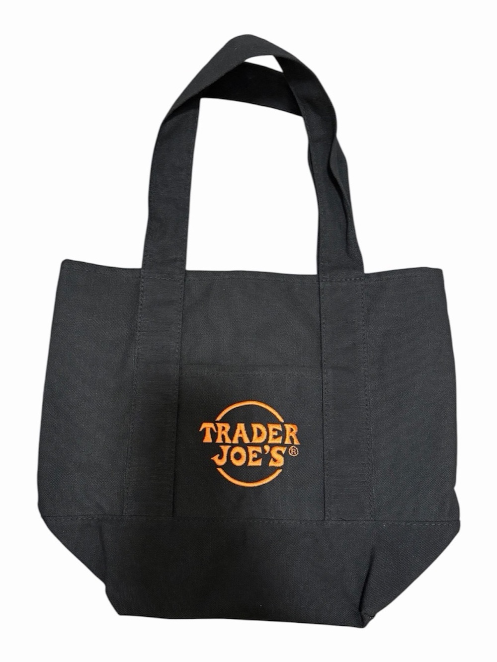 TRADER JOE'S Halloween "Trick or Treat" Mini Canvas Tote Black /Orange New Rare